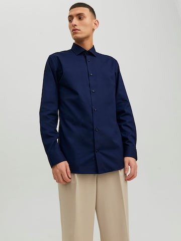 JACK & JONES Comfort fit Button Up Shirt 'Blaparker' in Blue: front