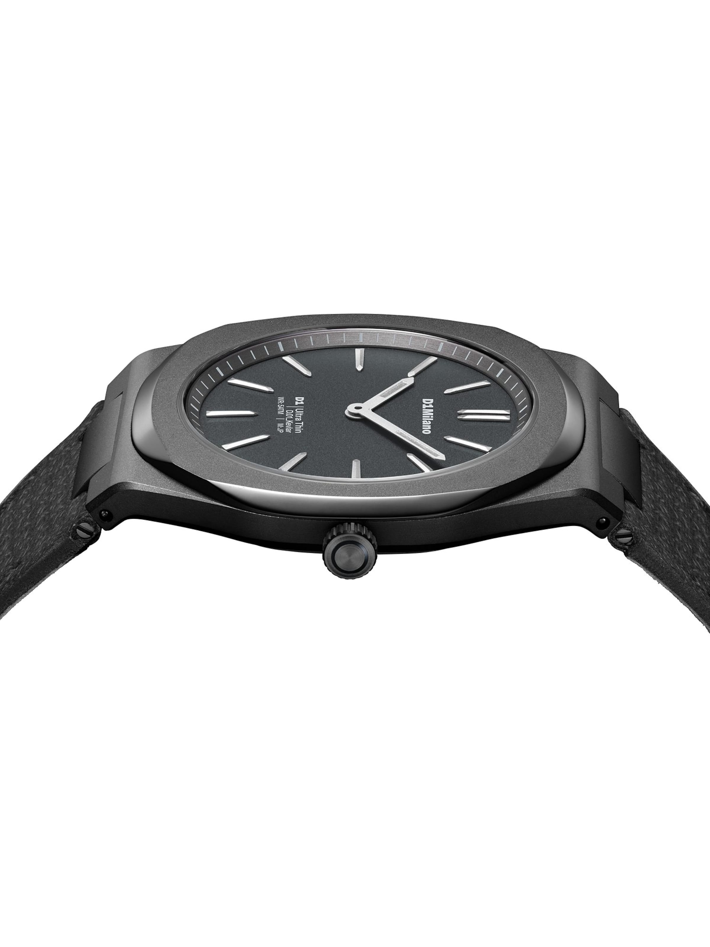 D1 Milano Analoguhr in Schwarz