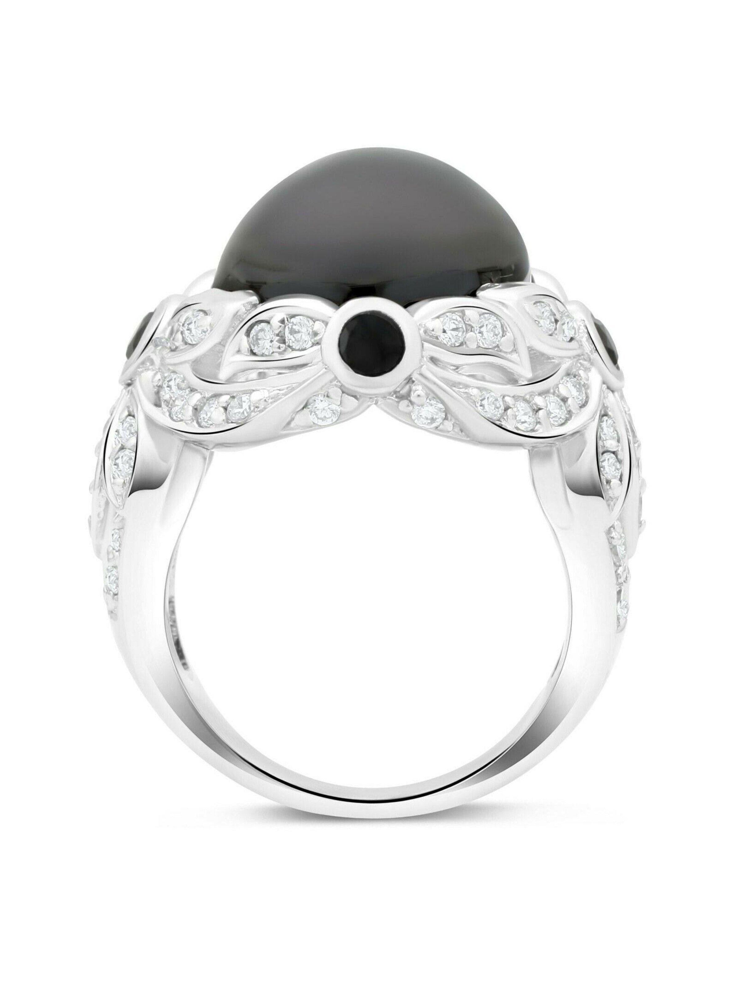 Tony Fein Ring 'Solitär Onyx' in Silver