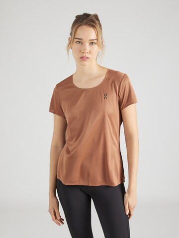 On Performance shirt 'Performance-T' in Brown: front