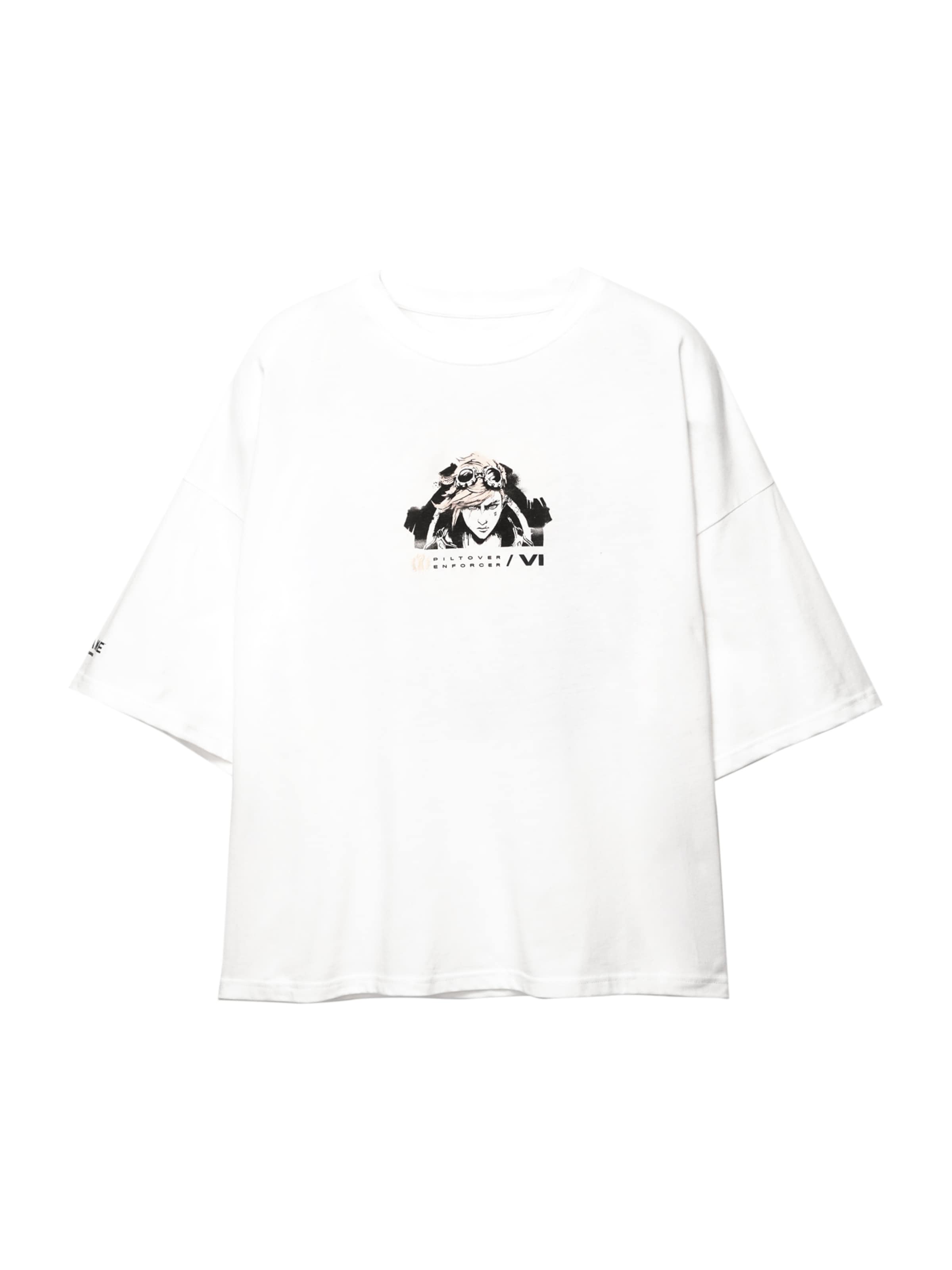 Pull&Bear Majica 'ARCANE' | pastelno roza / črna / bela barva, Prikaz izdelka