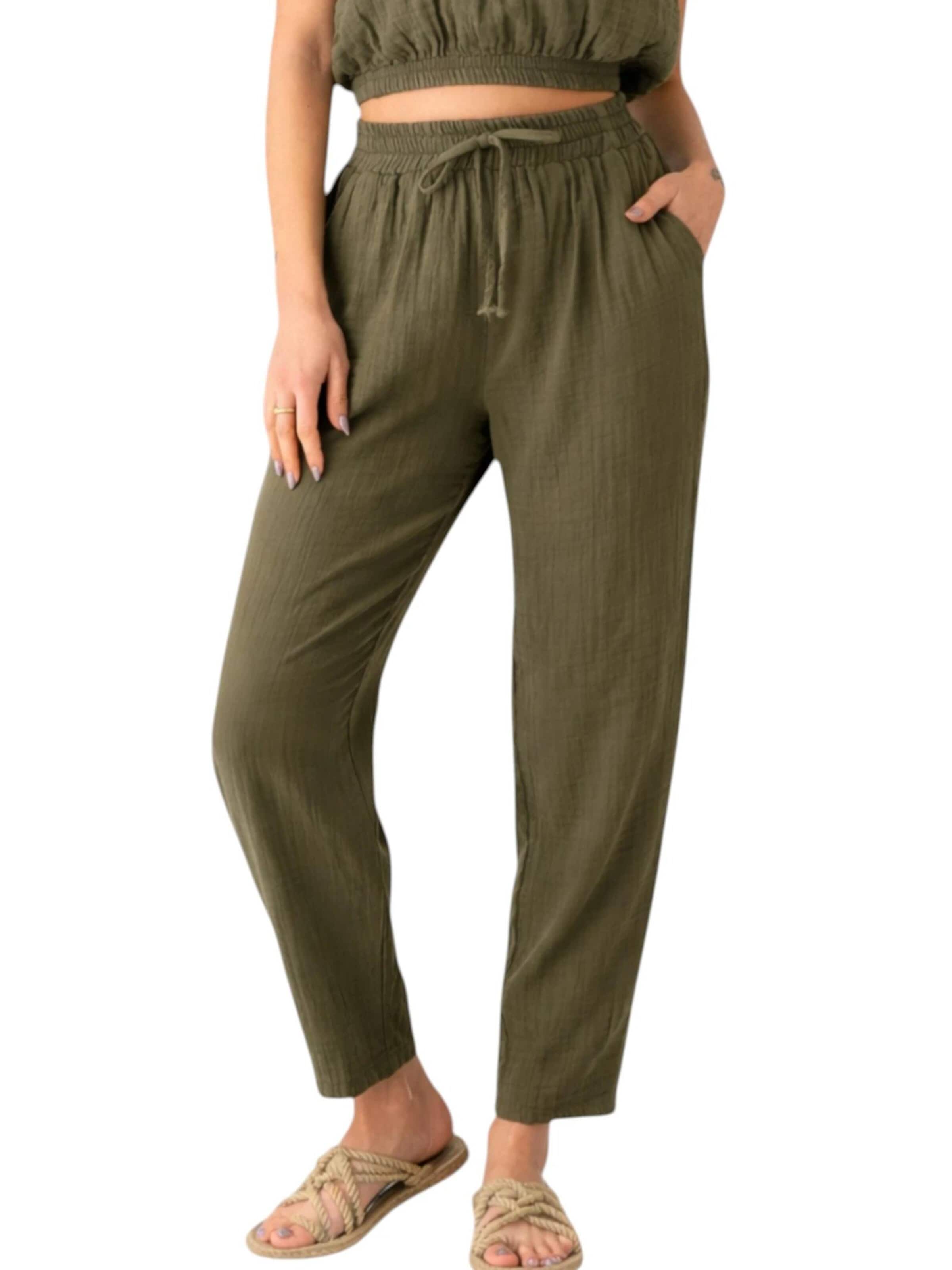 WENOR Tapered Broek 'TANORA' in Groen