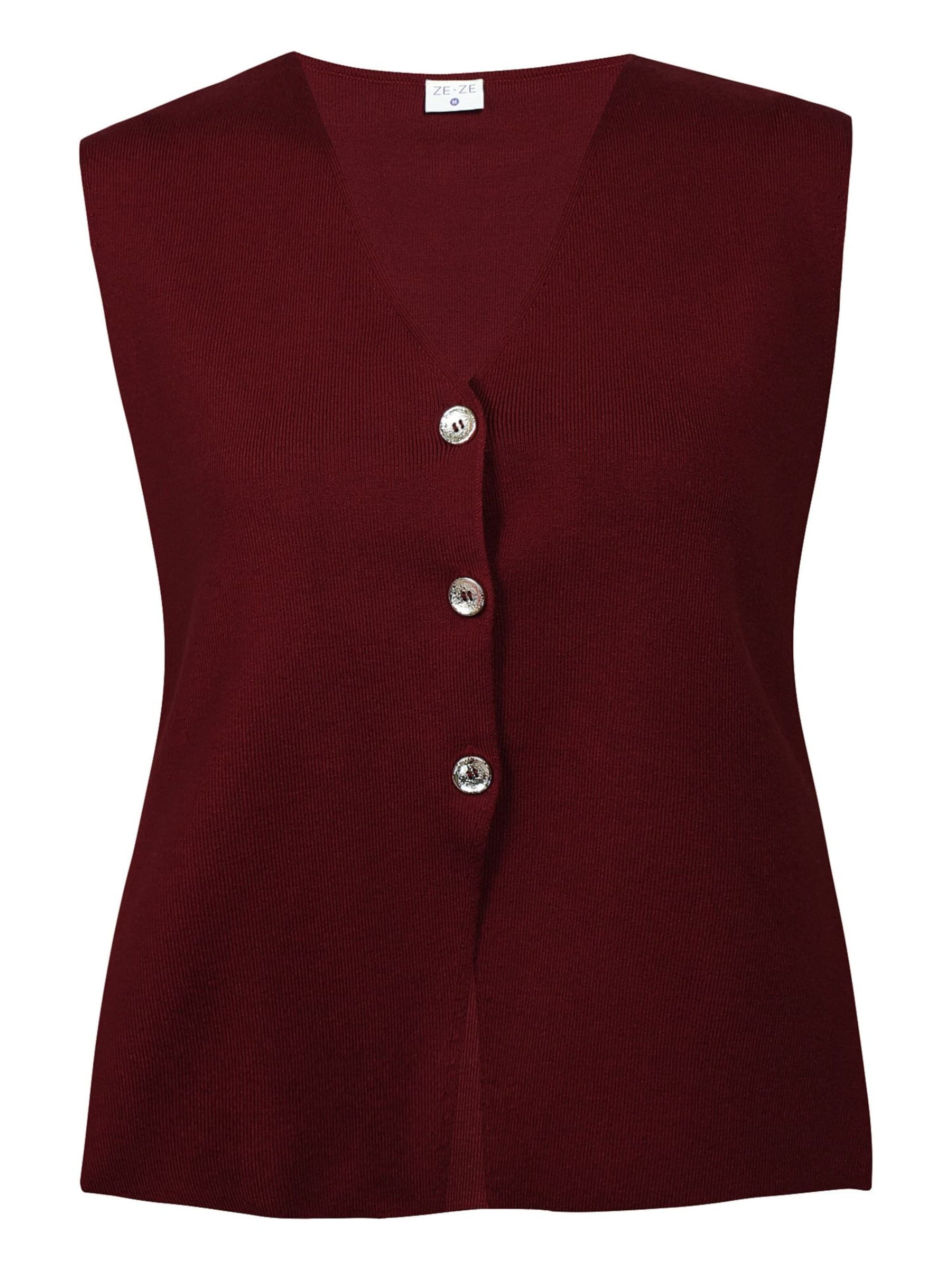 ze-ze Gebreide bodywarmer 'Hanna 251' in Rood: voorkant