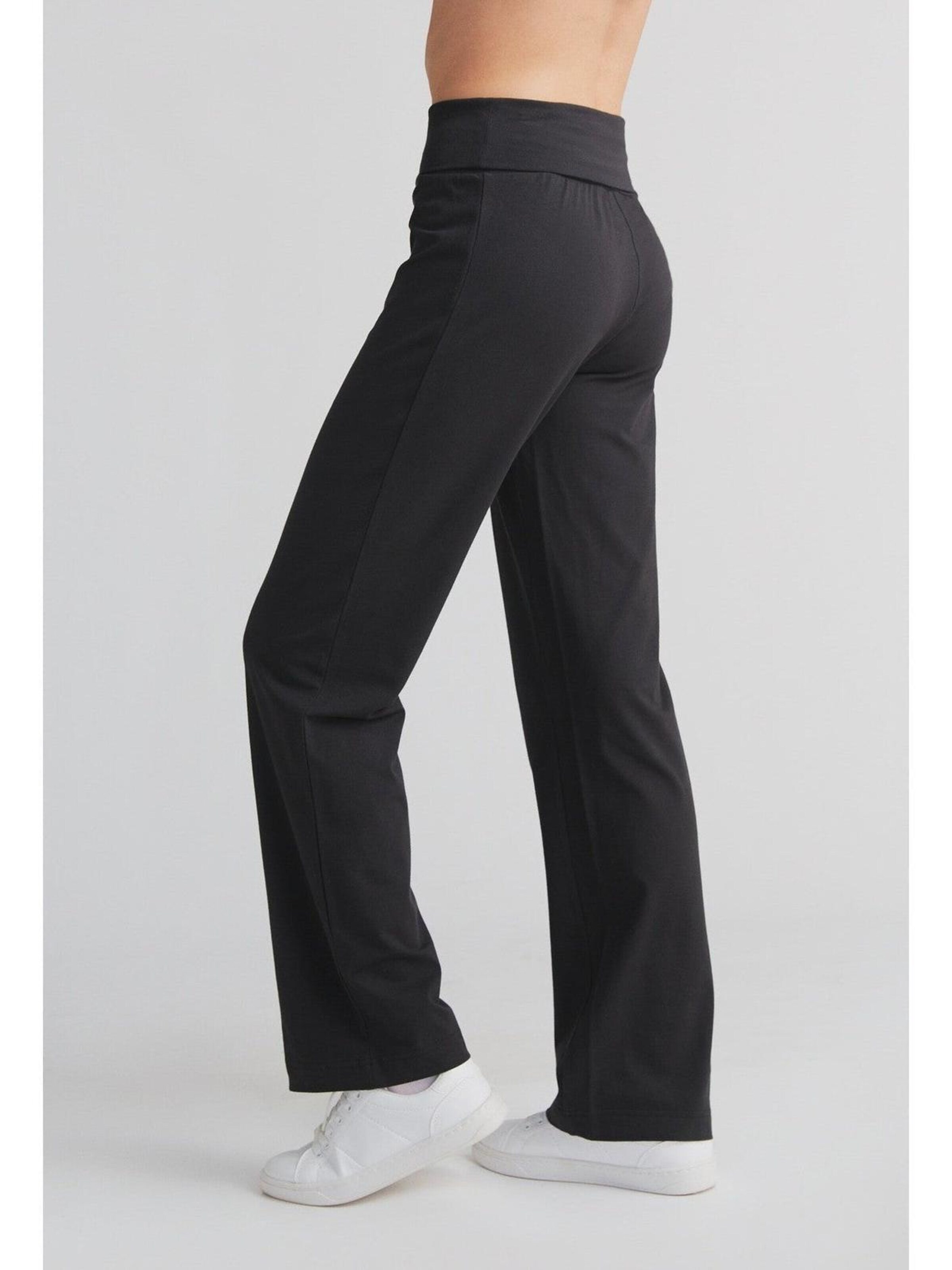 Leela COTTON Wide leg Pants 'Damen Bio-Baumwoll Komforthose' in Black