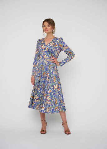 Robe de cocktail KLEO en bleu : devant