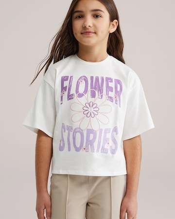 WE Fashion Тениска в бяло: отпред