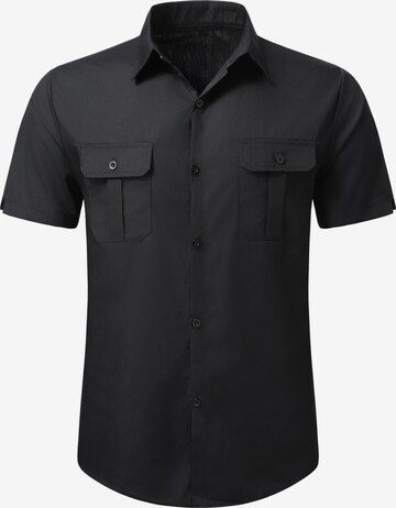 YOUTHUP Button Up Shirt 'Berchtesgaden' in Black: front