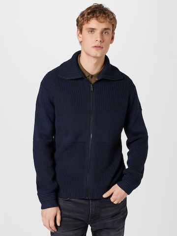 BOSS Orange Knit cardigan 'Kamondo' in Blue: front