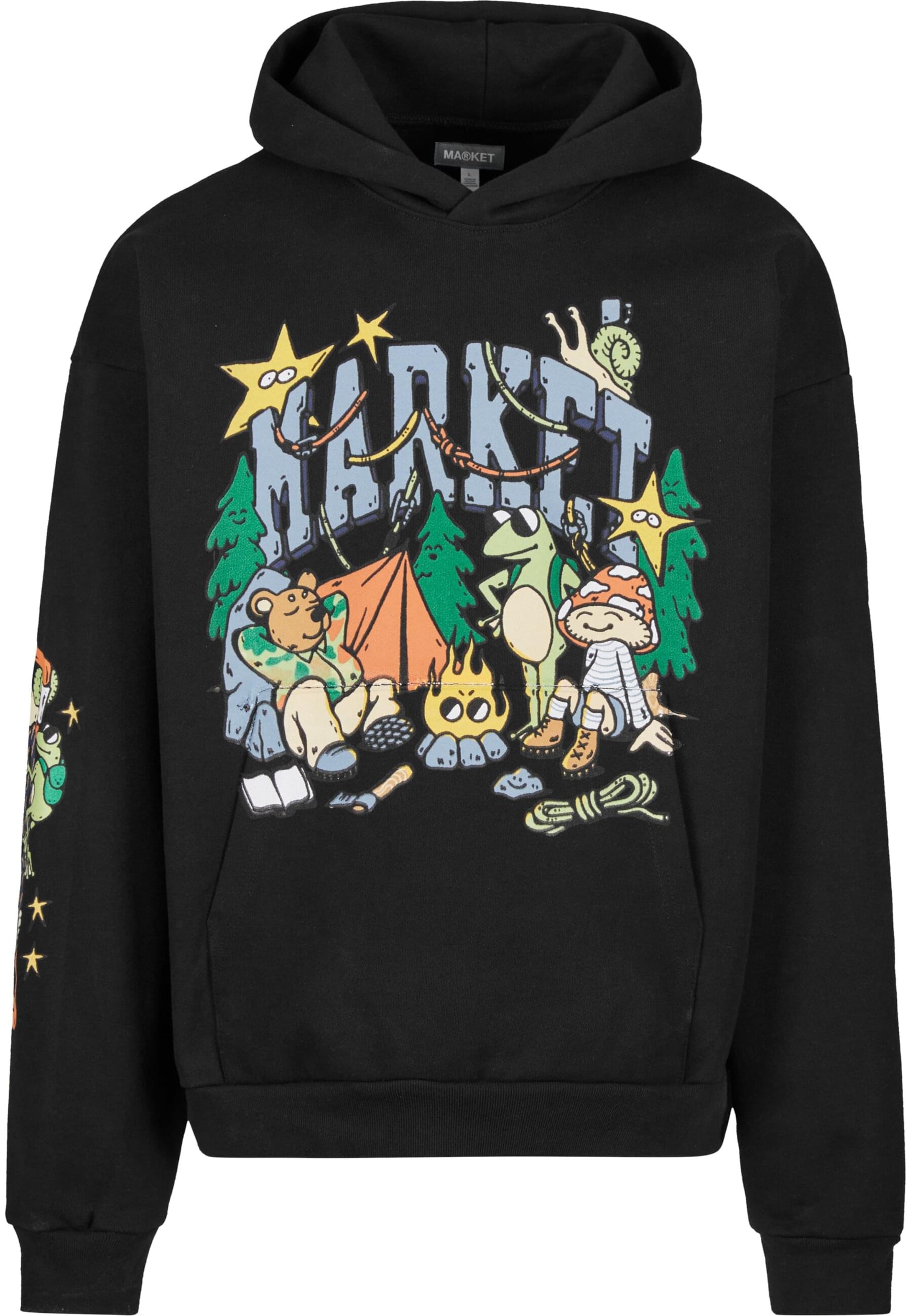 MARKET Sweatshirt 'Backcountry Buds' i svart: framsida