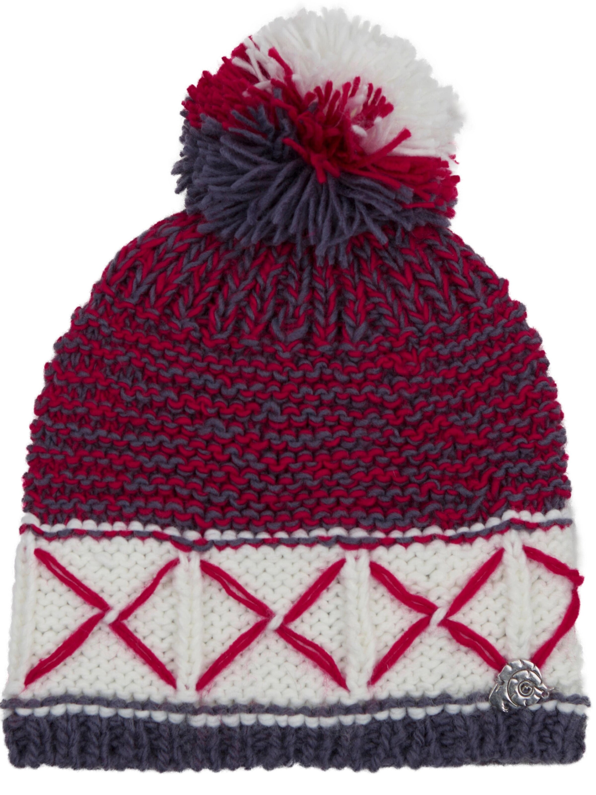 Guggen Mountain Mütze 'Mütze K013 Wintermütze mit Bommel und leichtem Fleecefutter'‌ in Rot