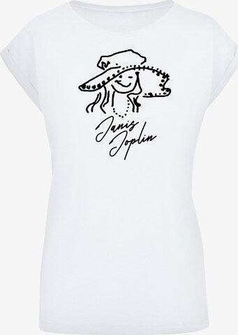 T-shirt 'Janis Joplin Sketch' F4NT4STIC en blanc : devant