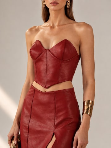 UVIATop 'UVIA, Top crop din piele Divine, Rosu inchis, M' - crvena boja: prednji dio