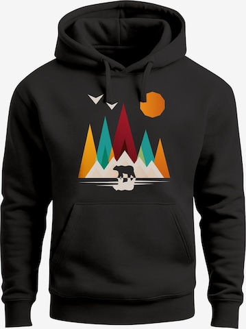 Neverless Sweatshirt 'Berg Bär Polygon' in Schwarz: Vorderseite