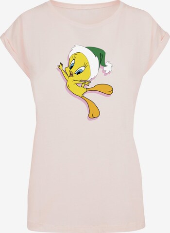 ABSOLUTE CULT Shirt 'Looney Tunes - Tweety Christmas Hat' in Roze: voorkant