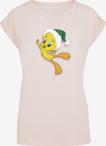 ABSOLUTE CULT Shirt 'Looney Tunes - Tweety Christmas Hat' in Roze: voorkant