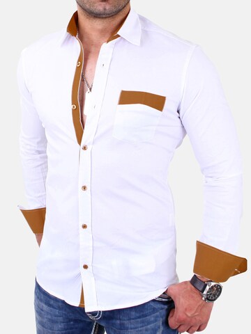 Reslad Slim fit Button Up Shirt 'Hemd Two-Tone' in White