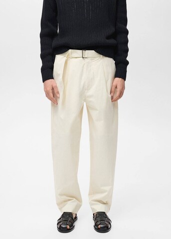 MANGO MAN Loose fit Pleat-Front Pants 'Starr' in Beige: front