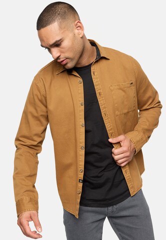 INDICODE JEANS Regular Fit Hemd 'Broidy' in Braun