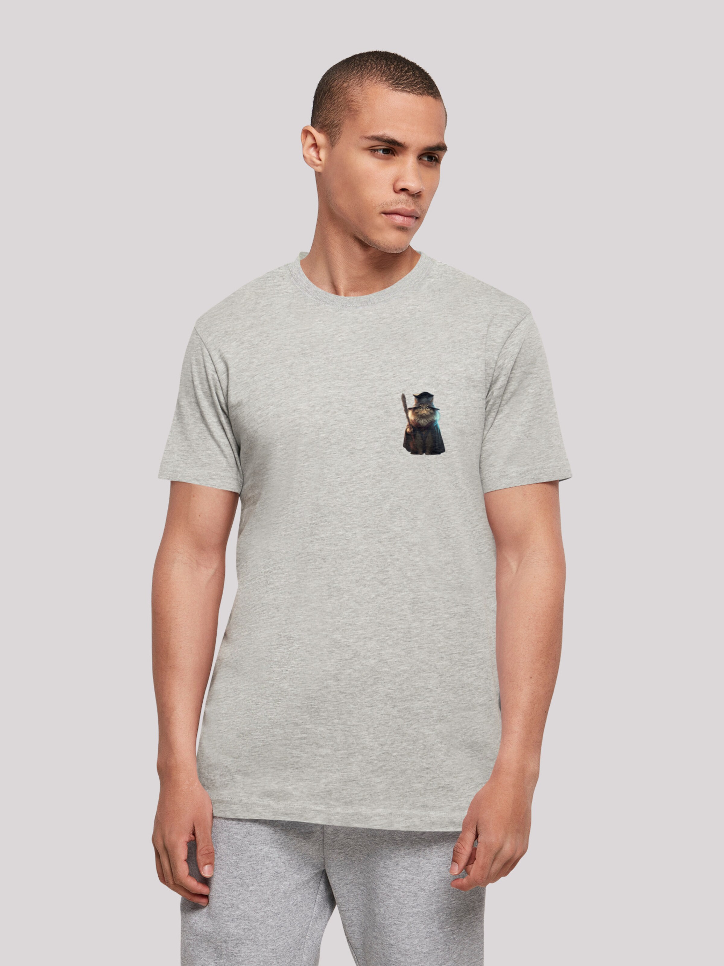 F4NT4STIC T-Shirt 'Wizard Cat' in Grau: Vorderseite