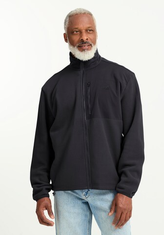 JACK WOLFSKIN Athletic Fleece Jacket in Black: front