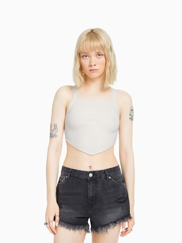 Bershka Gebreide top in Beige: voorkant