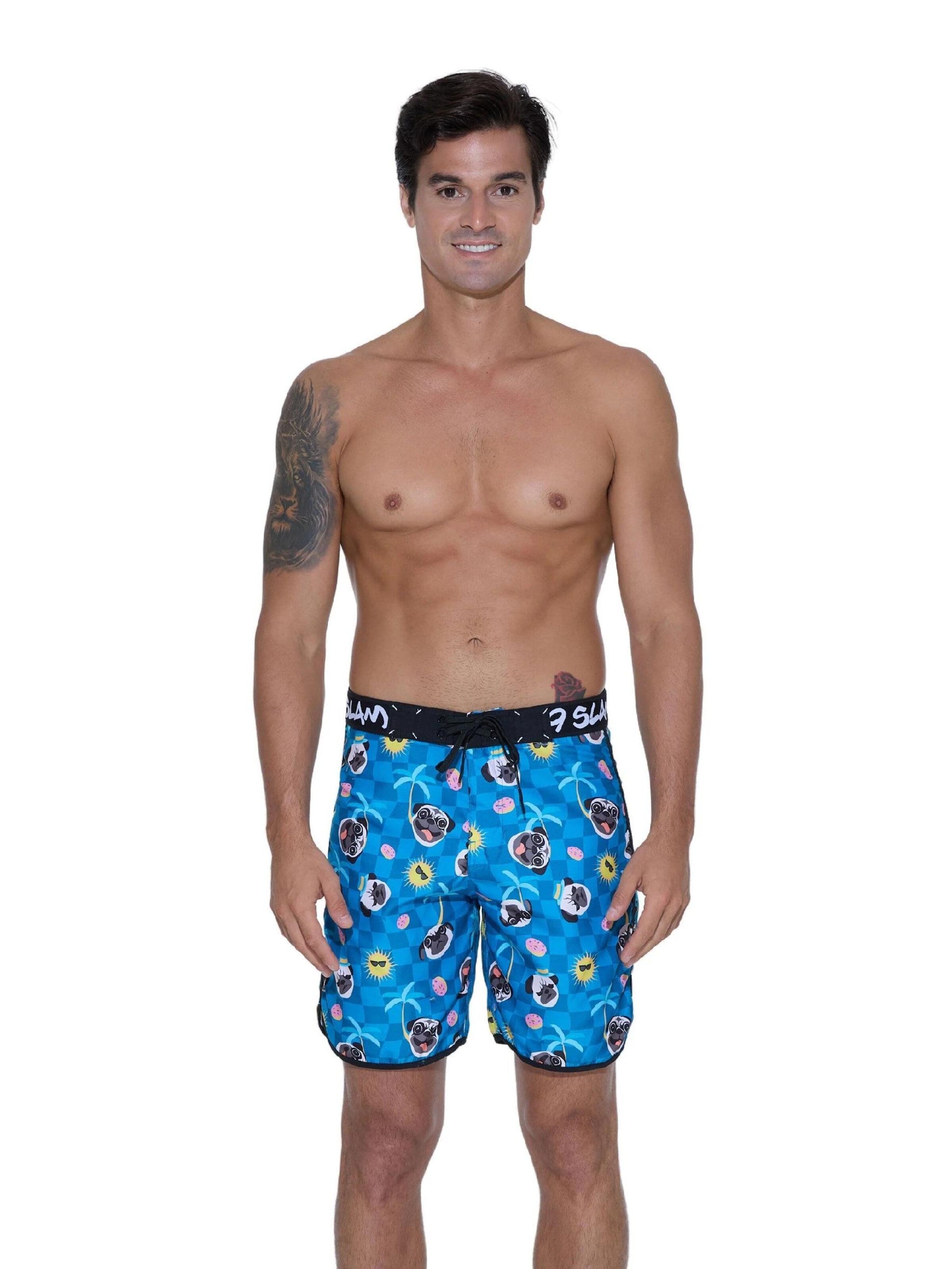 69Slam - Bermudas 'BAÑADOR' en azul: frente