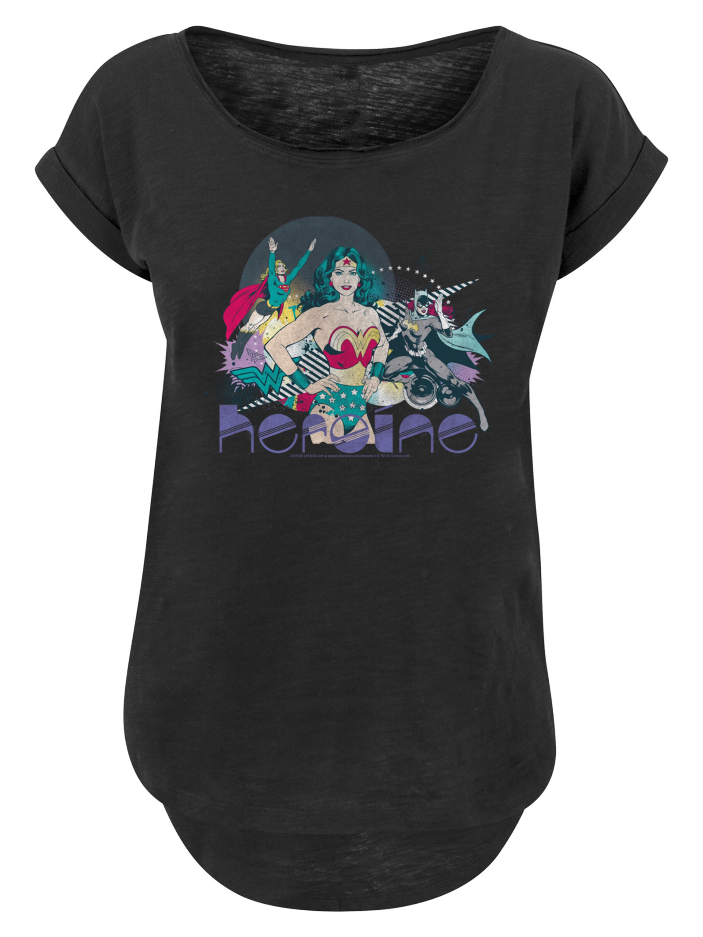 F4NT4STIC Shirt 'DC Comics Justice League Heroine' in Zwart: voorkant