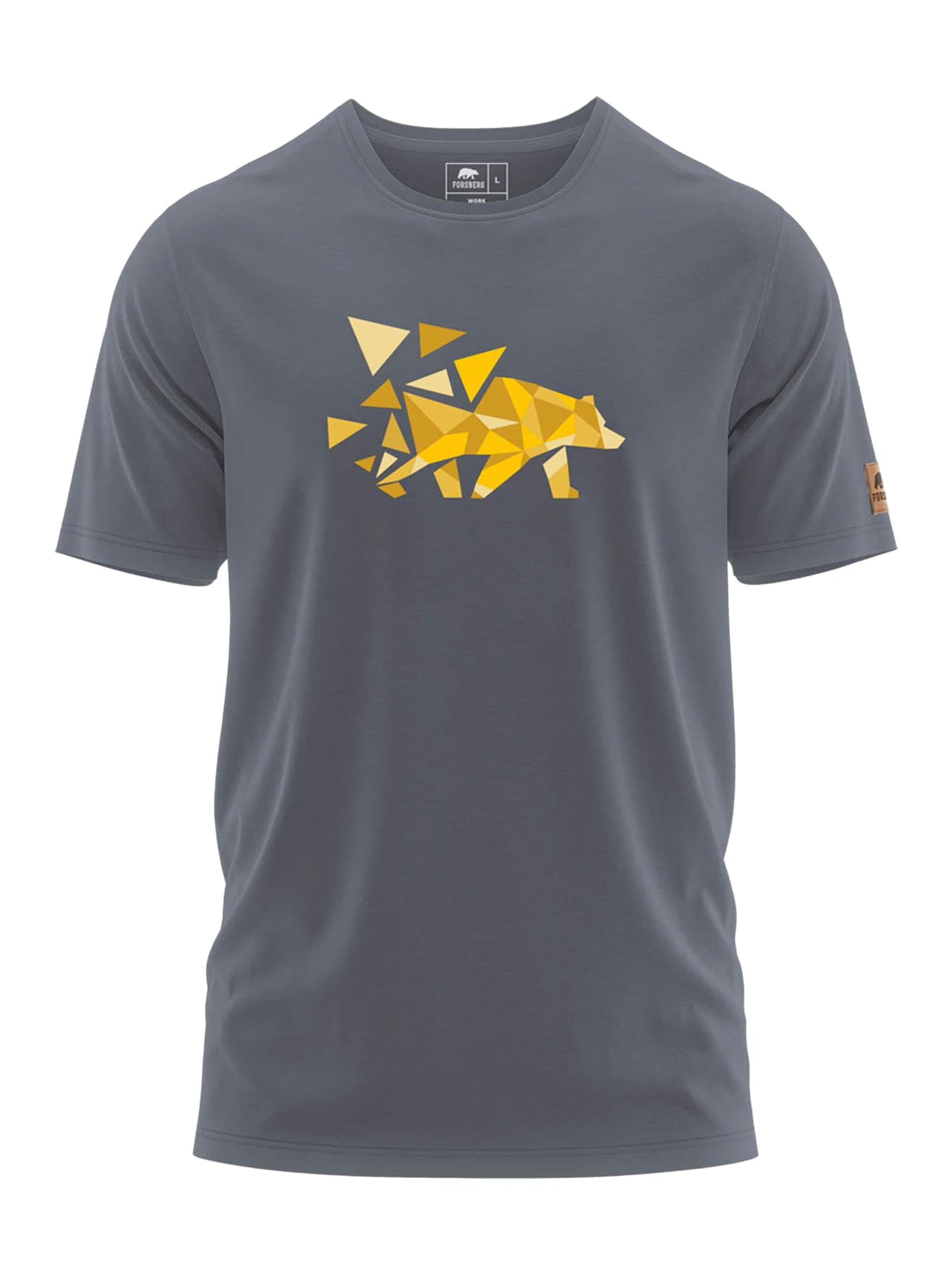 FORSBERG Shirt 'Mikkelson T-Shirt mit Polygonbär' in Grey: front