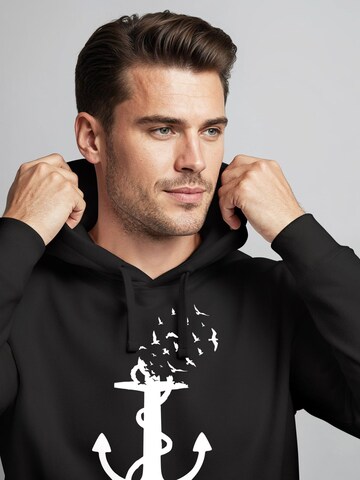 Neverless Sweatshirt 'Anker Vögel' in Black