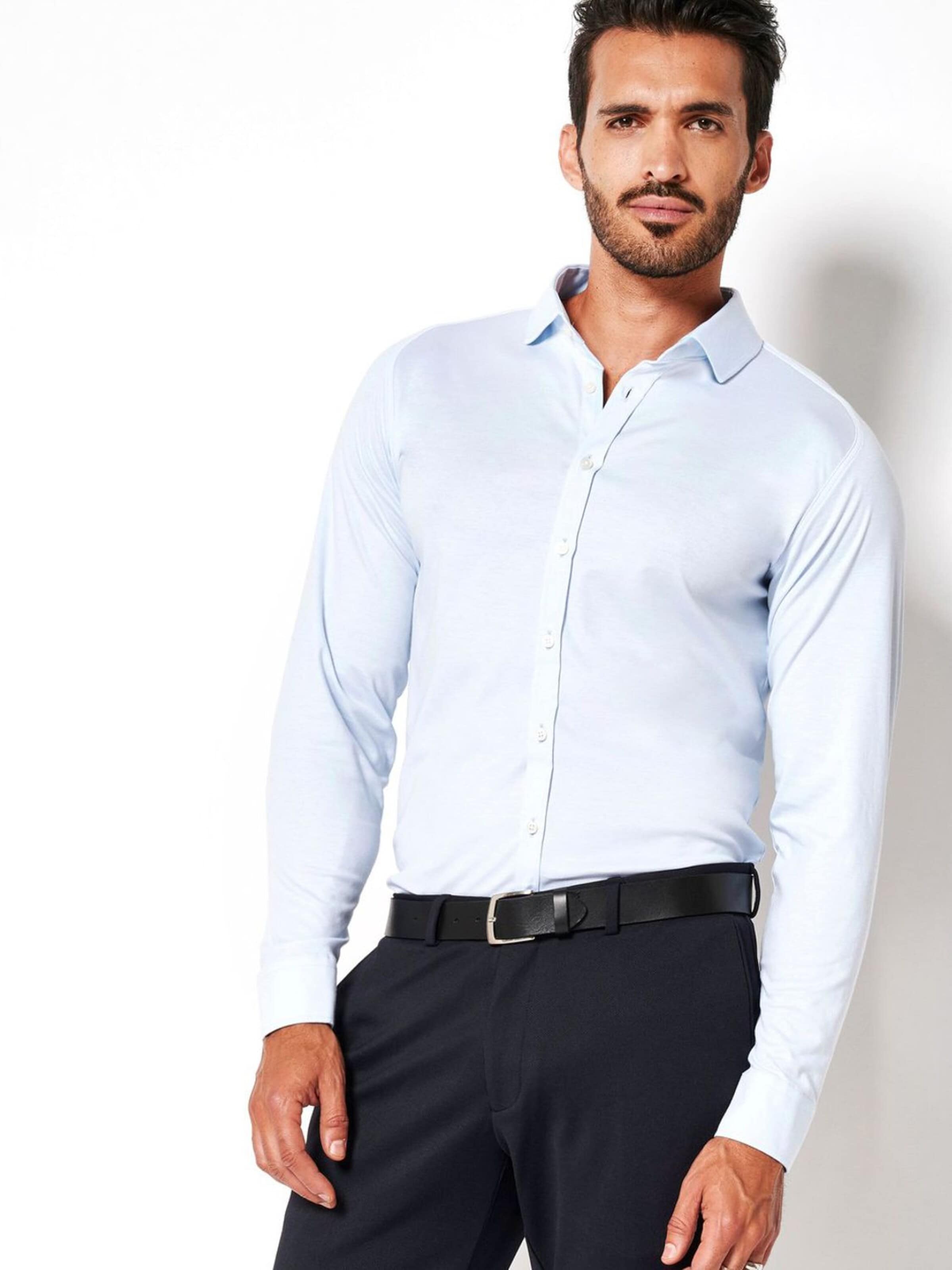 DESOTO Slim fit Button Up Shirt in Blue: front