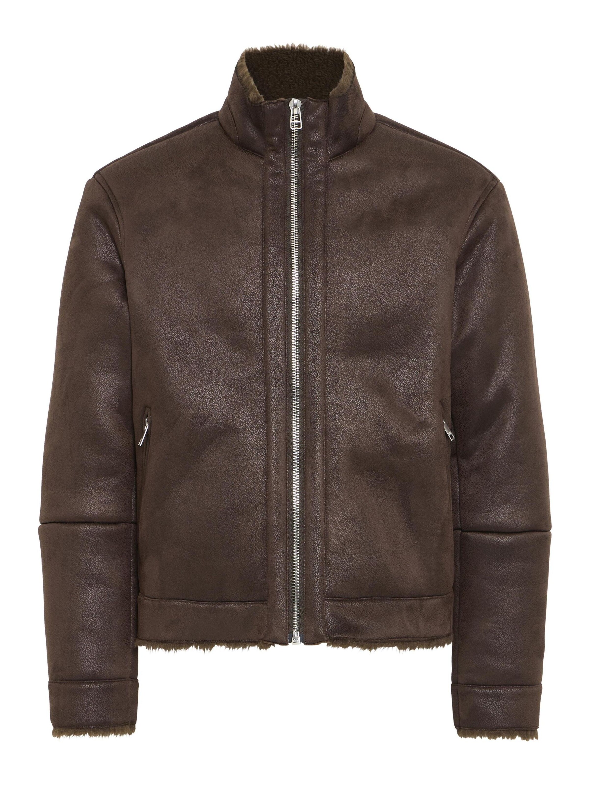 Casual Friday Lederimitatsjacke ' CFMACKSEN ' in Braun: Vorderseite