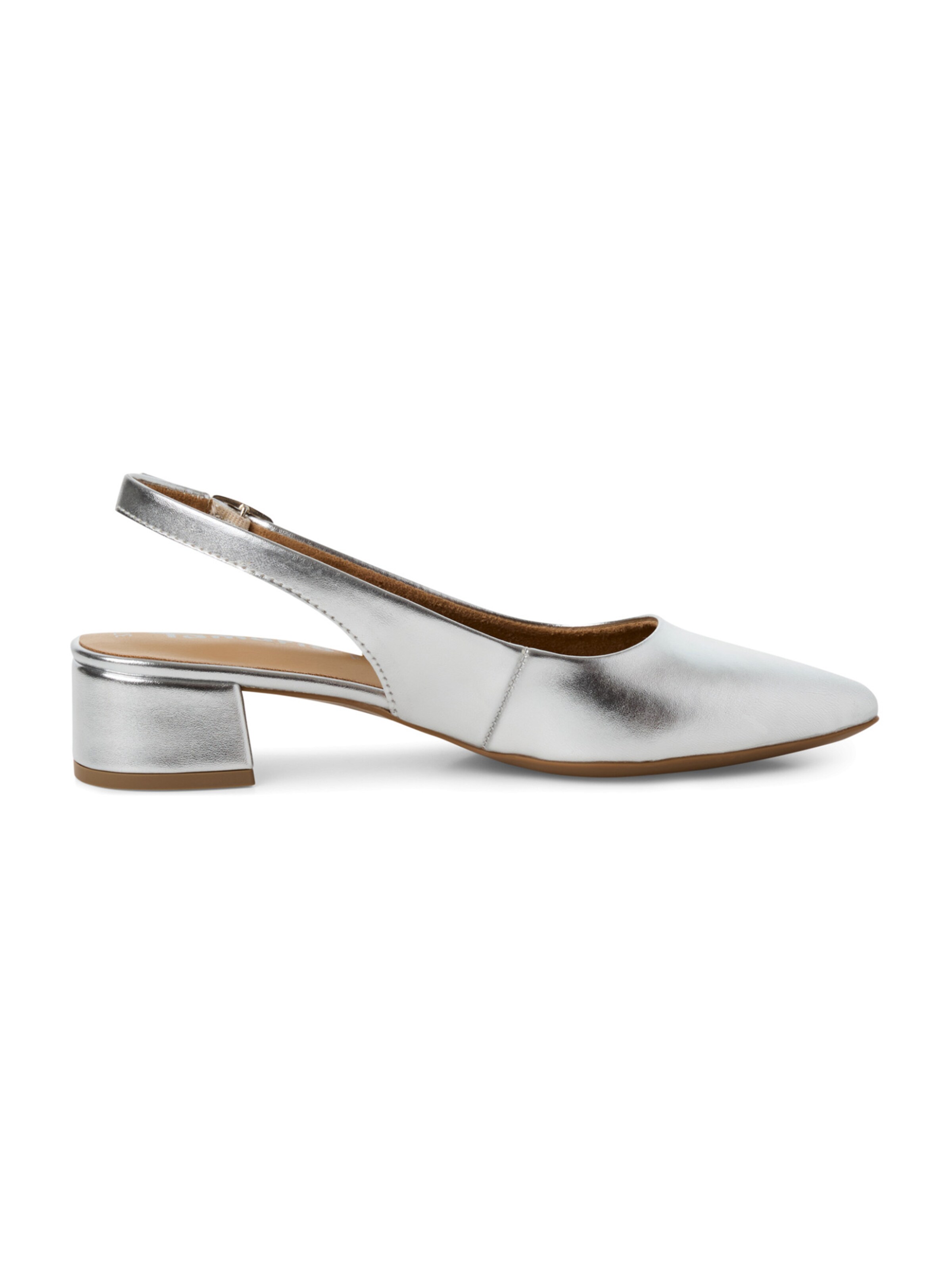 Tamaris Дамски обувки на ток с отворена пета в сребърно