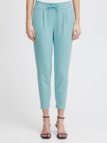 ICHI Slim fit Pleat-Front Pants 'KATE' in Blue: front