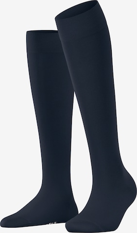 FALKE Knee High Socks 'Cotton Touch' in Blue: front