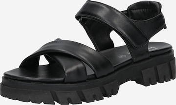 TOM TAILOR Strap Sandals in Black: front