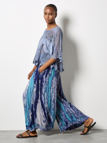 Wide Leg Pantalon Apricot en bleu