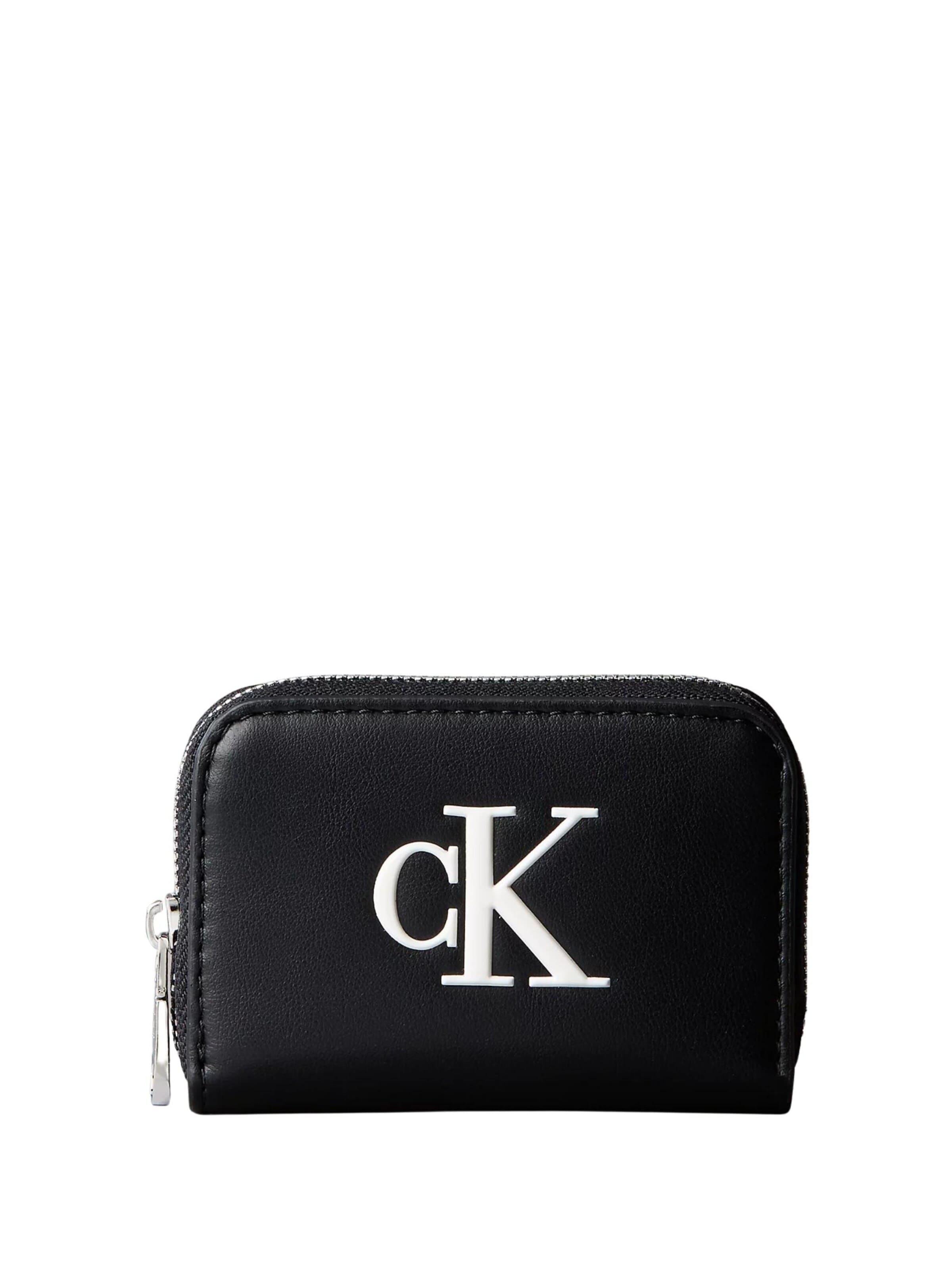 Calvin Klein Peněženka 'CALVIN KLEIN BOLD CK MEDIUM ZIP AROUND Portafoglio' – černá: přední strana