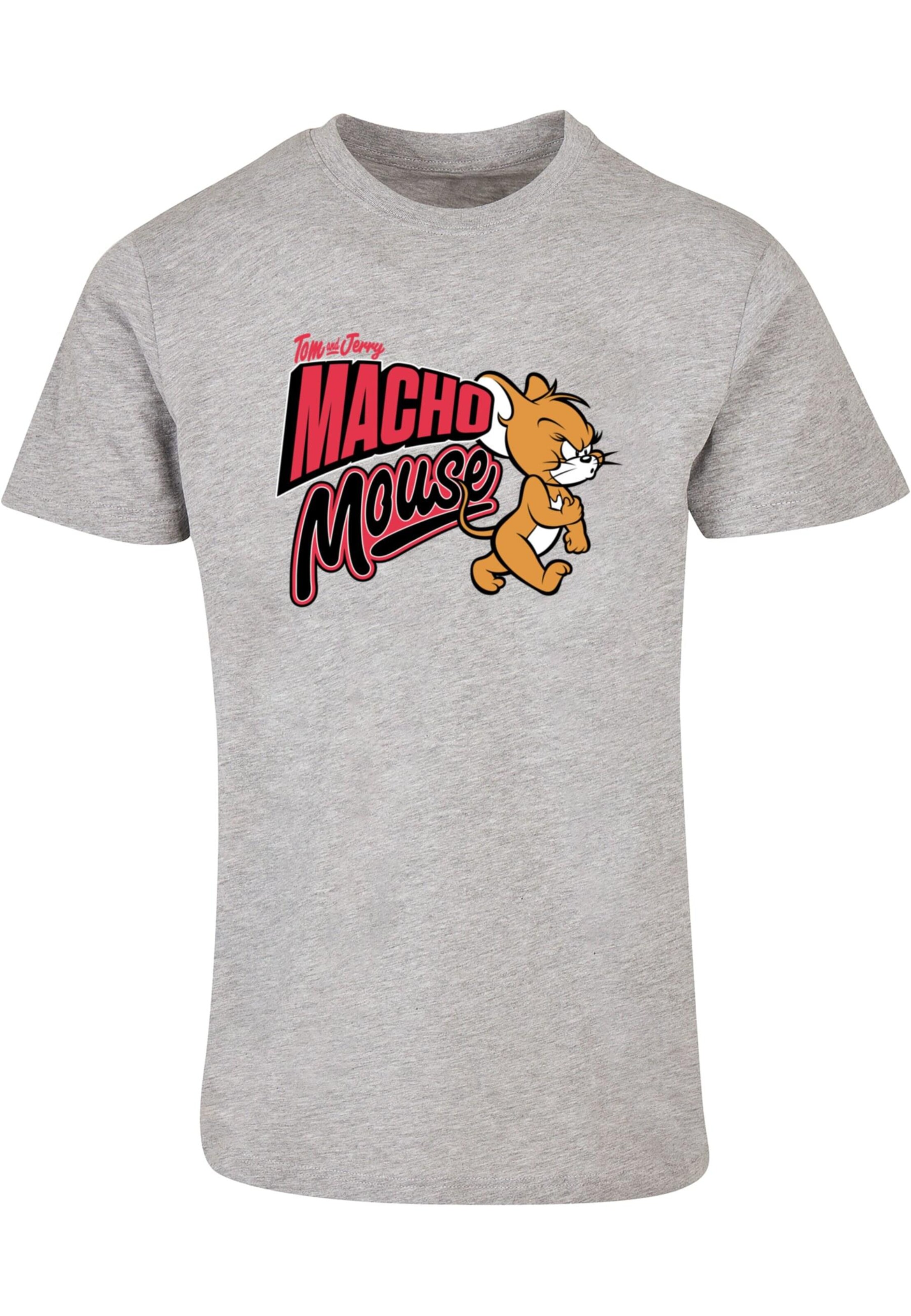 ABSOLUTE CULT Shirt 'Tom and Jerry - Macho Mouse' in Grijs: voorkant