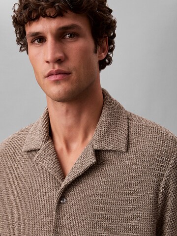 Calvin Klein Comfort fit Button Up Shirt in Brown