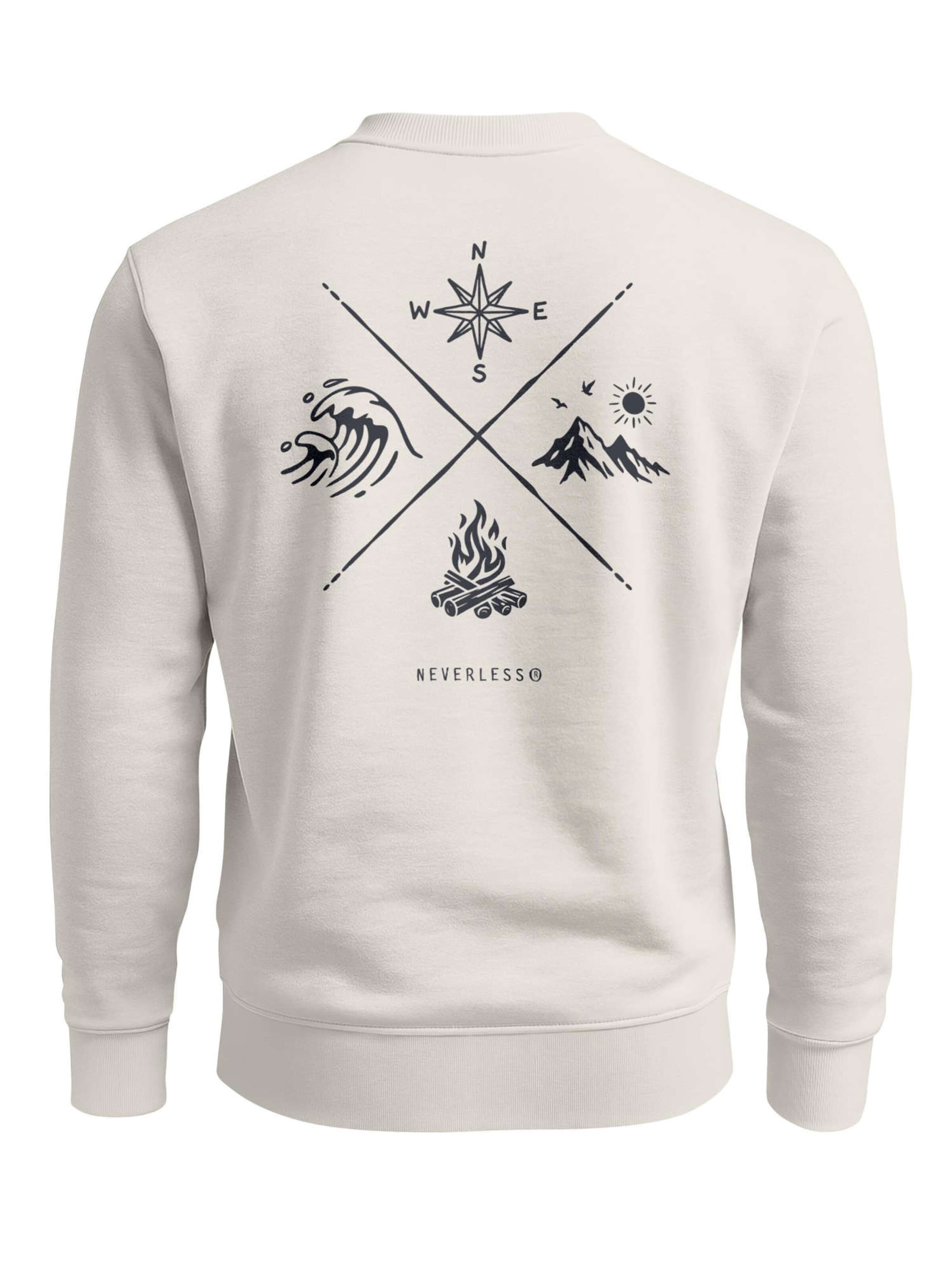 Neverless Sweatshirt 'Nature Compass' in Beige: front