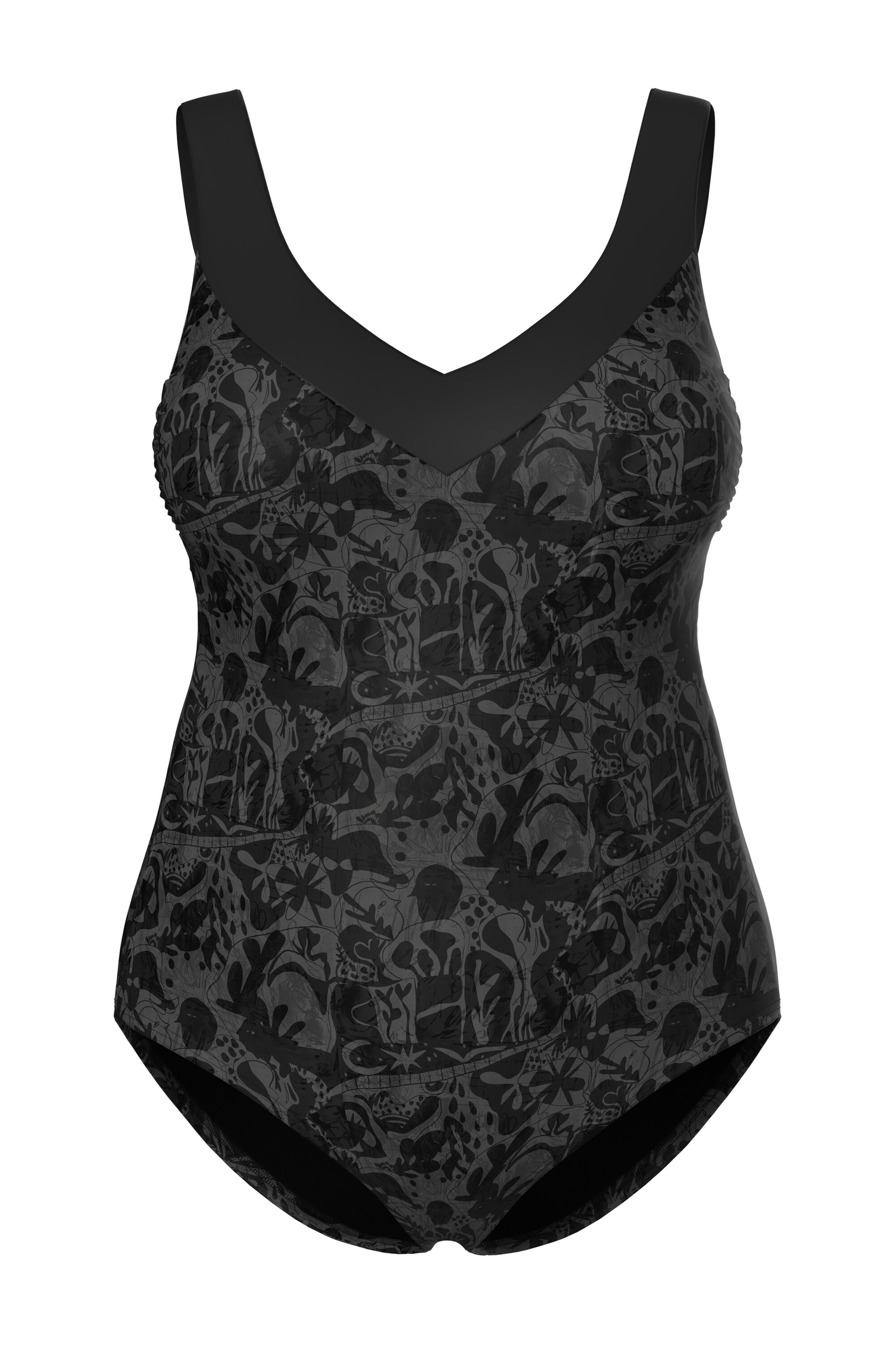 Ulla Popken Bustier Badpak in Zwart: voorkant