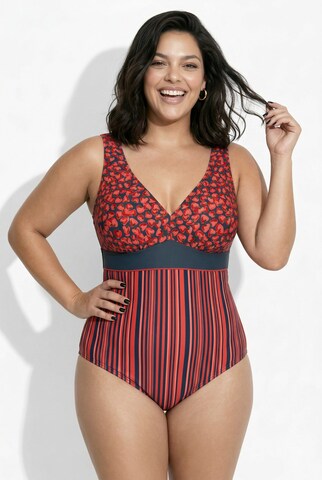 Ulla Popken Bustier Badeanzug in Rot: Vorderseite