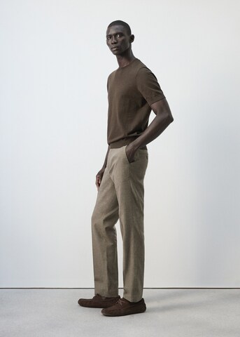 MANGO MAN Regular Pleated Pants 'Hans' in Brown