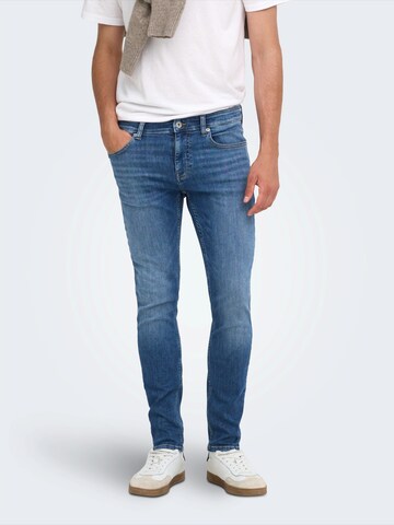 Only & Sons Skinny Jeans 'ONSWARP' in Blue: front