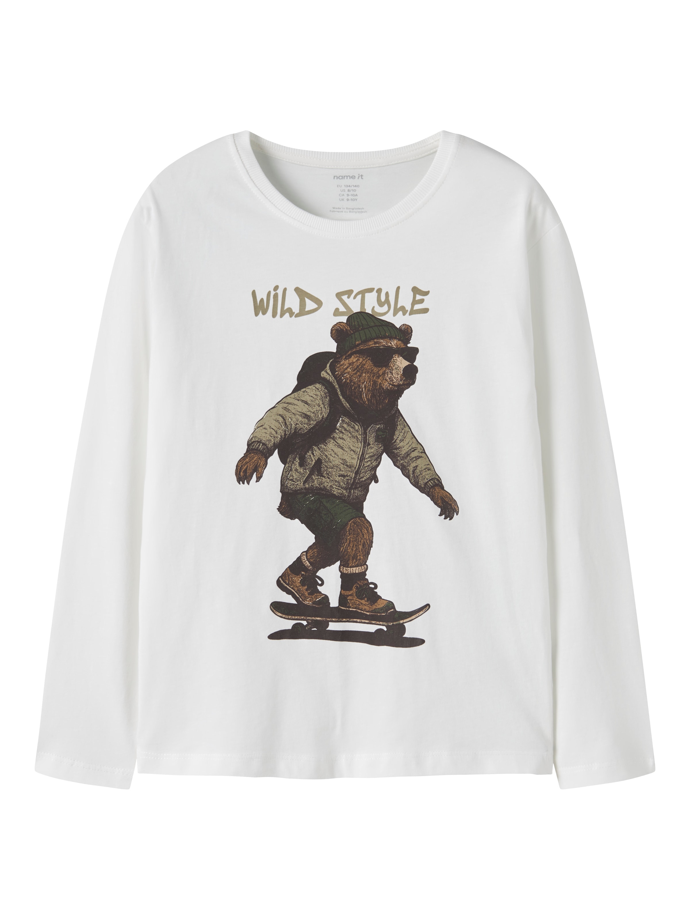 NAME IT T-Shirt 'NKMVAGNO' en 122-128 en brun foncé / olive / blanc, Vue avec produit