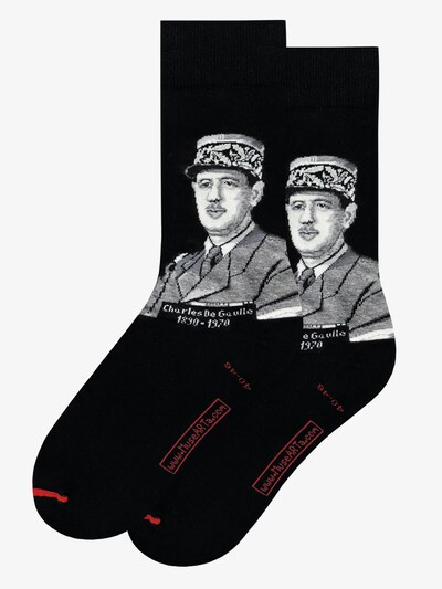 MuseARTa Socken 'Science & History - Charles De Gaulle' in schwarz, Produktansicht