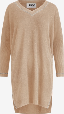 Rainbow Cashmere Knitted dress in Beige: front