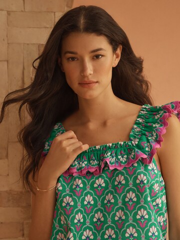 Haut love & roses en vert