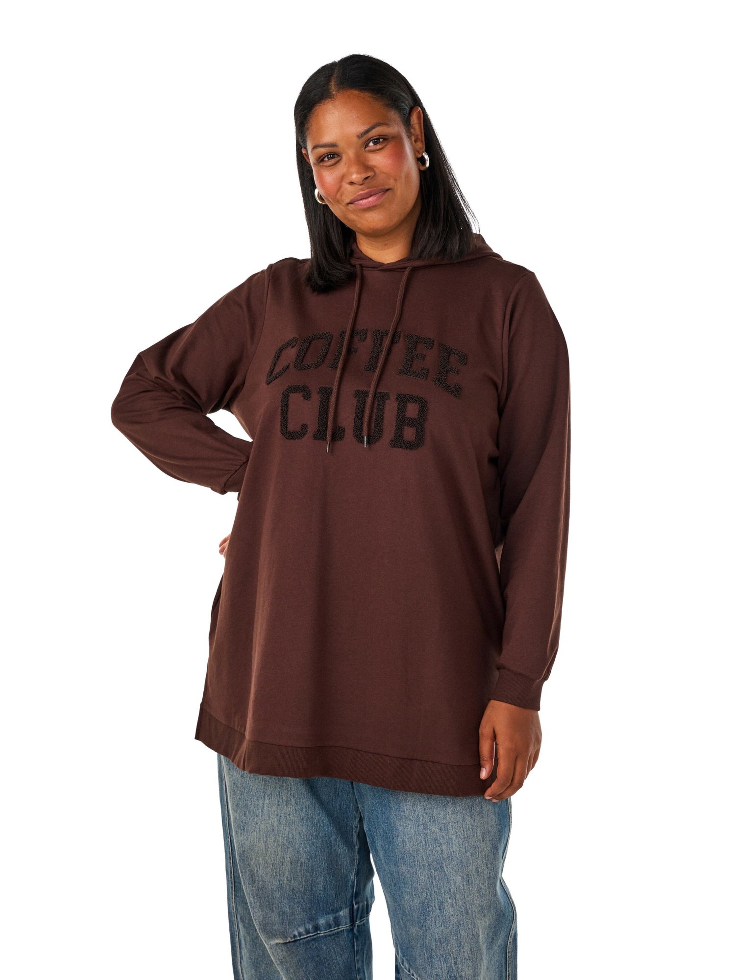 Zizzi Sweatshirt in Brown: front