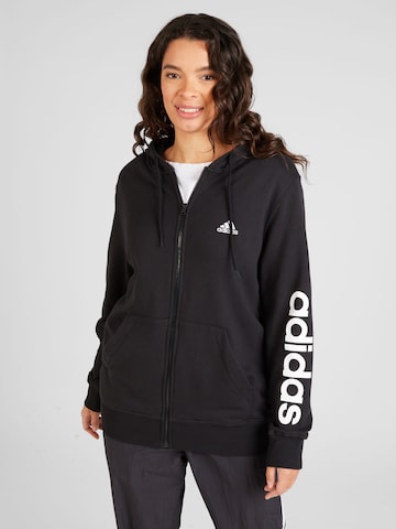 ADIDAS PERFORMANCE Athletic Zip-Up Hoodie in Black: front